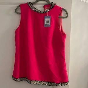Sail to sable sleeveless pink and tweed blouse